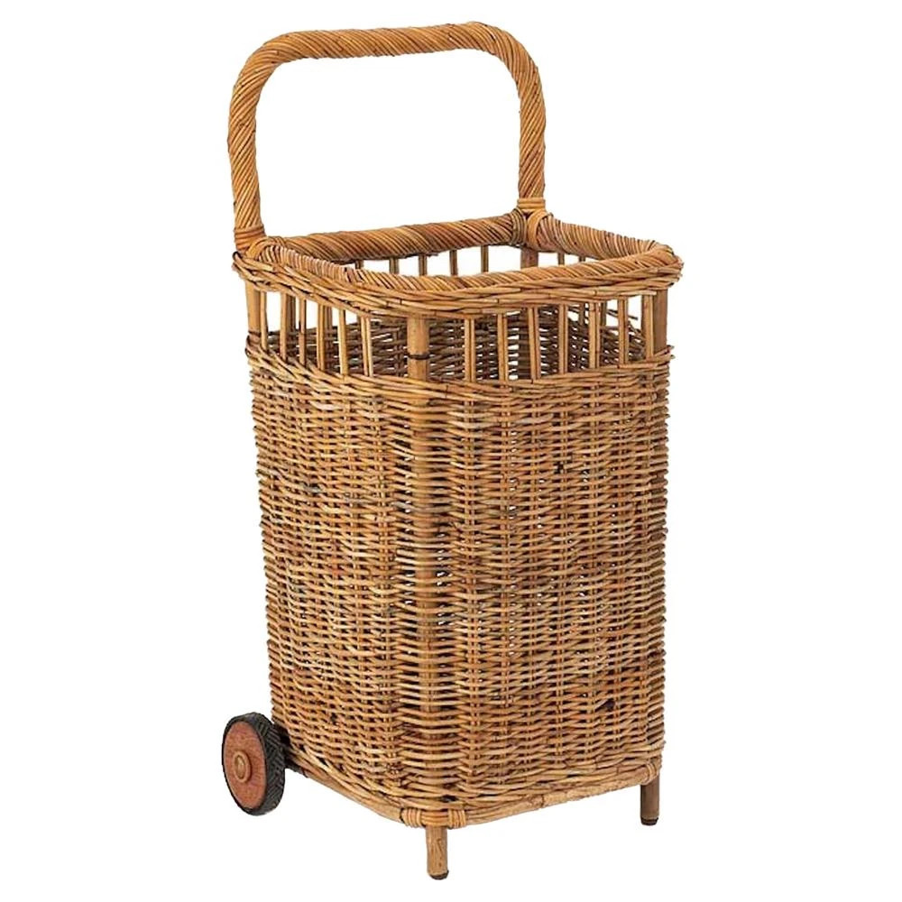 Camilla Coastal Beach Natural Handwoven Rattan Floor Basket - Small | Kathy Kuo Home