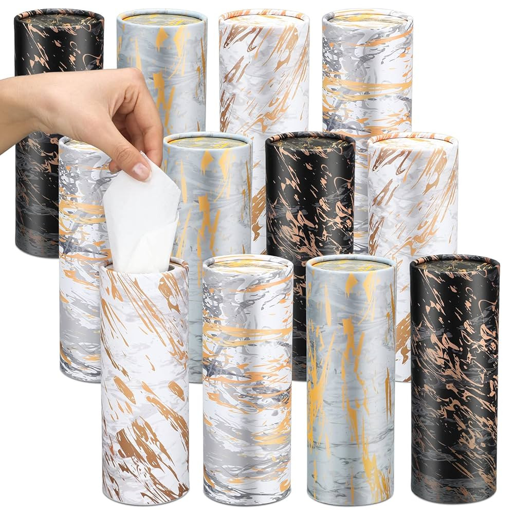 Thenshop 12 Pack 7.1x2.7" Car Tissues Cylinder with 7.1x5.9" Napkin 3 Ply Facial Tissues Bulk Rou... | Amazon (US)