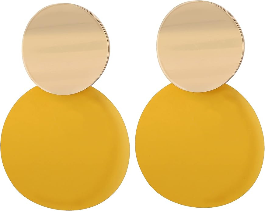 Round Dangle Earrings for Women – Ear Accessories for Party or Casual Wear – Matte Disc Circl... | Amazon (US)