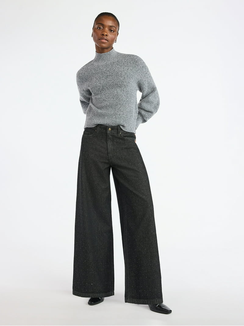 Scoop Women's Shaker Stitch Turtleneck Sweater, Lightweight, Sizes XS-XXL | Walmart (US)