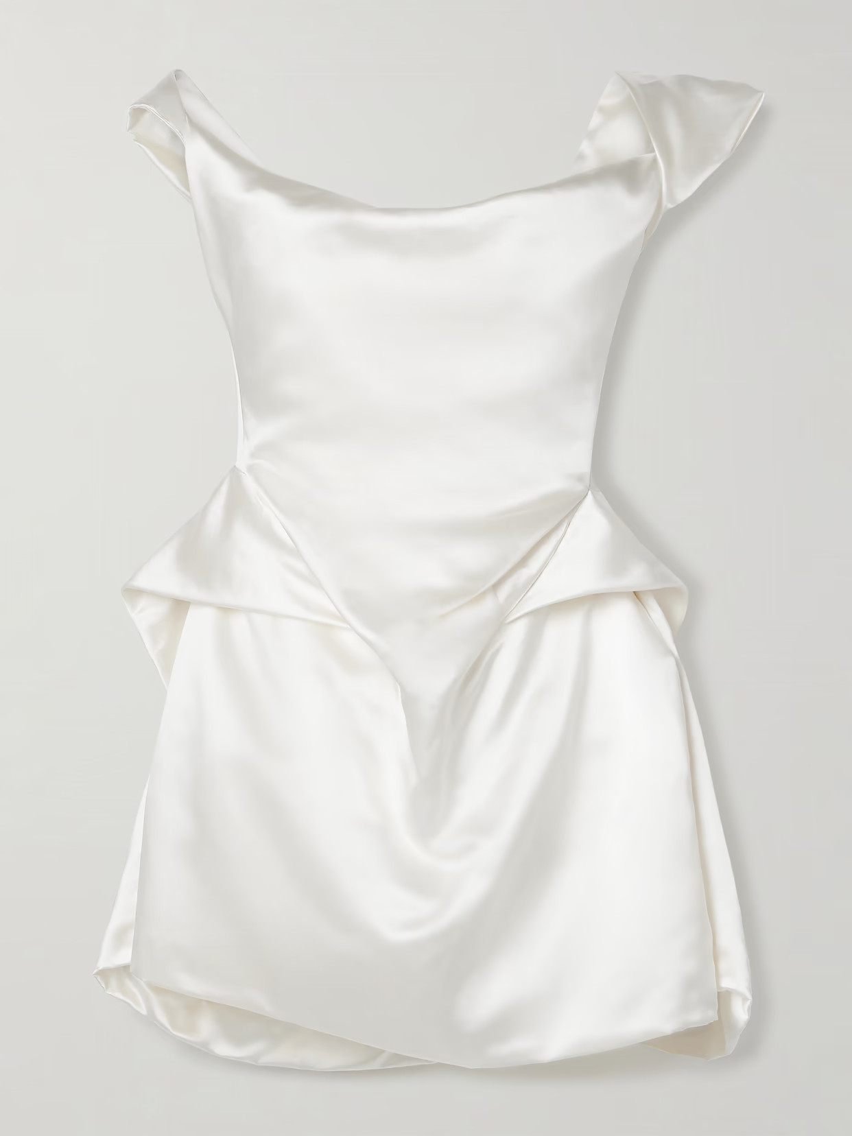 Vivienne Westwood - Aurora Off-the-shoulder Draped Silk-satin Mini Dress - Ivory | NET-A-PORTER (US)