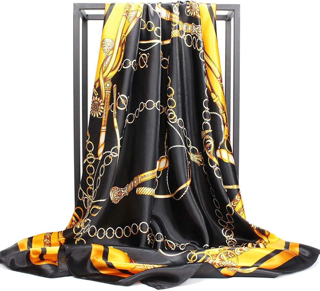 NUWEERIR Womens Large Satin Square Scarf Silk Feeling Hair Wrapping Gift Designer Scarf 35x35 Inc... | Amazon (US)