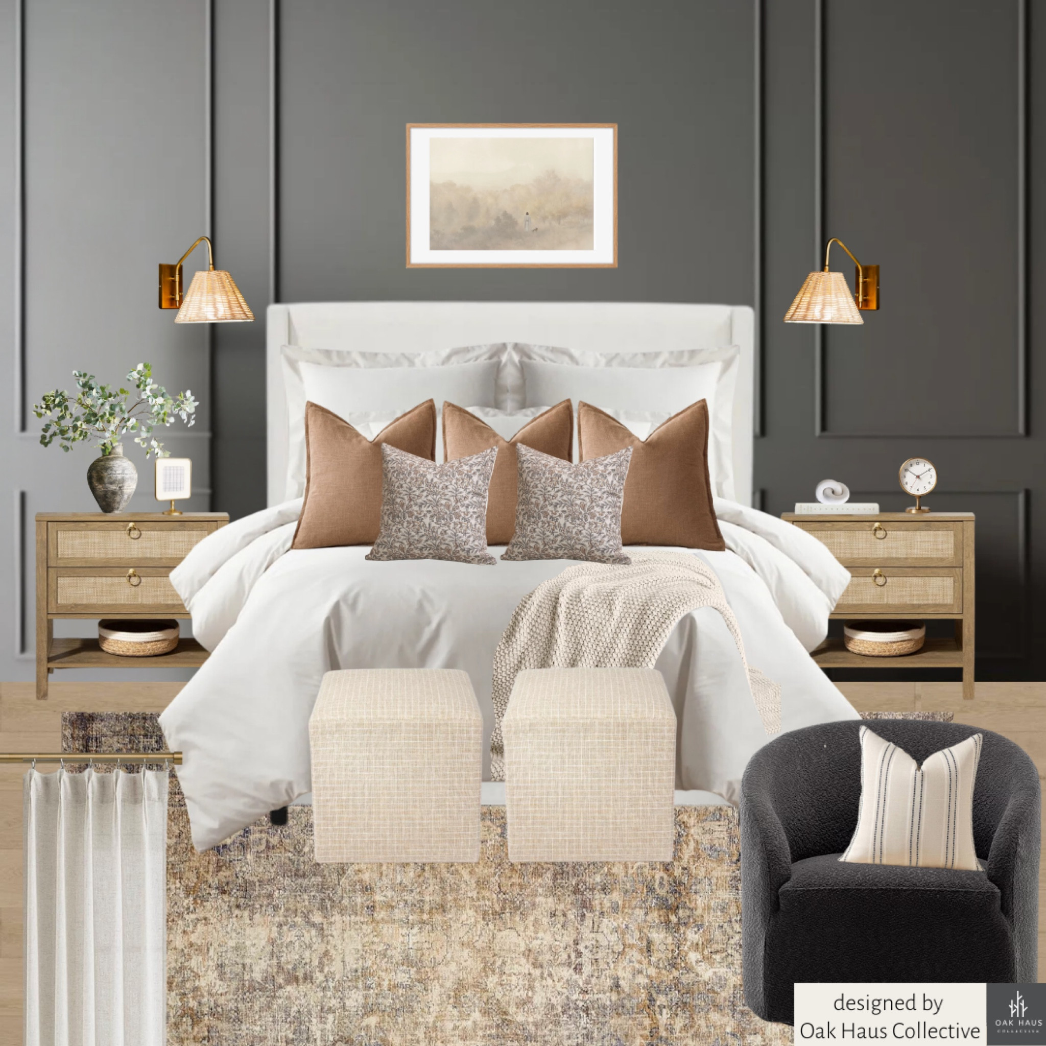 Done for you Design Modern Classic Bedroom 

Guestbedroom, master bedroom, accent wall, moody bedroom, dark accent wall, transitional bedroom, upholstered bed, affordable bedroom, nightstands, bedroom accent chair, bedroom rug, soft bedroom rug, pinch pleat curtains, dupe
Curtains

#LTKHome