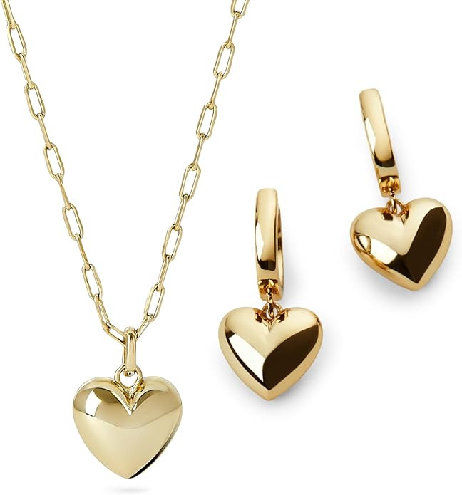 Ana Luisa Heart Earring and Necklace Set for Women - Lev Heart Necklace and Earring Two Piece Set... | Amazon (US)