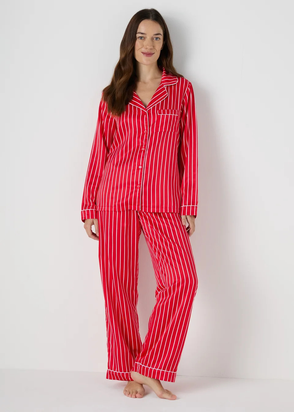 Red Stripe Satin Pyjama Set | Matalan (UK)
