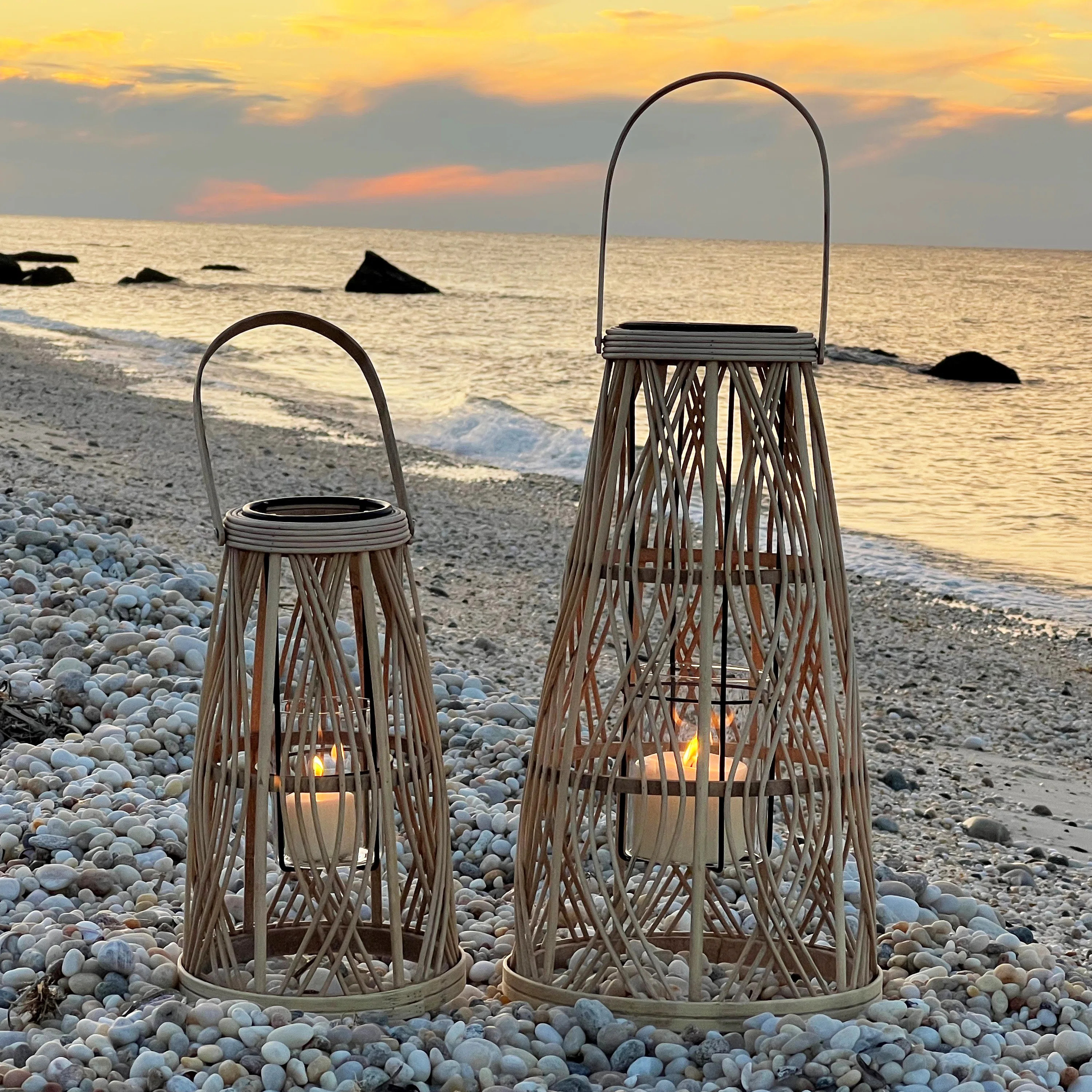 2 Piece Key West Cage Bamboo Lanterns | Wayfair North America