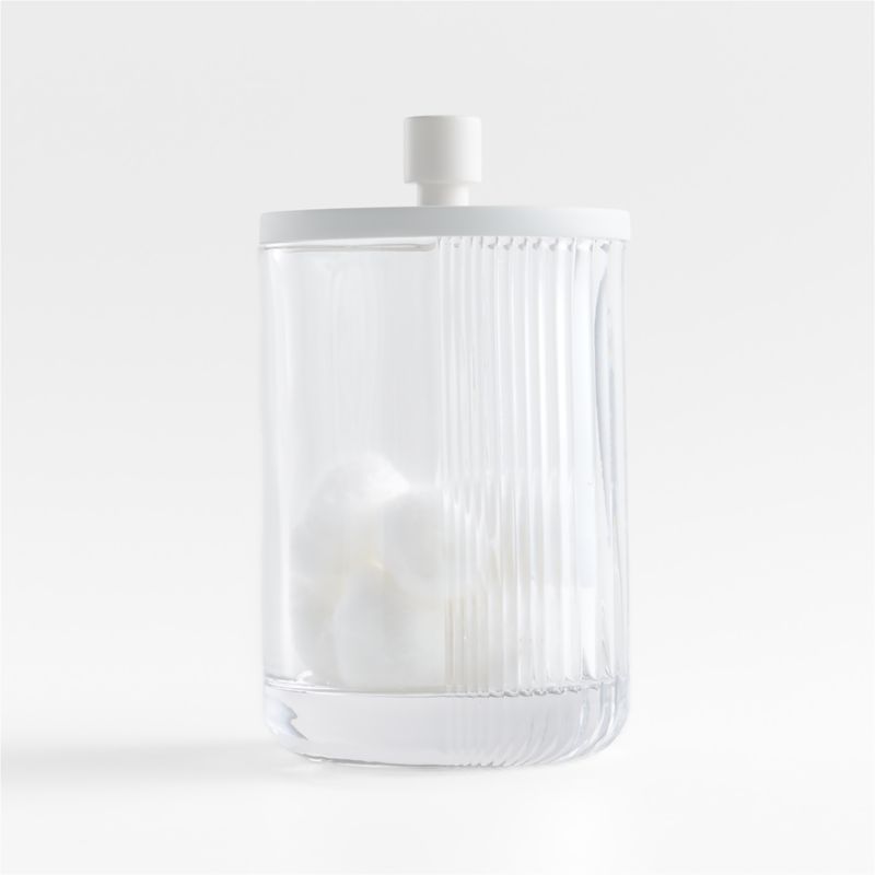 Ribbed White Glass Canister Large | Crate and Barrel | Crate & Barrel