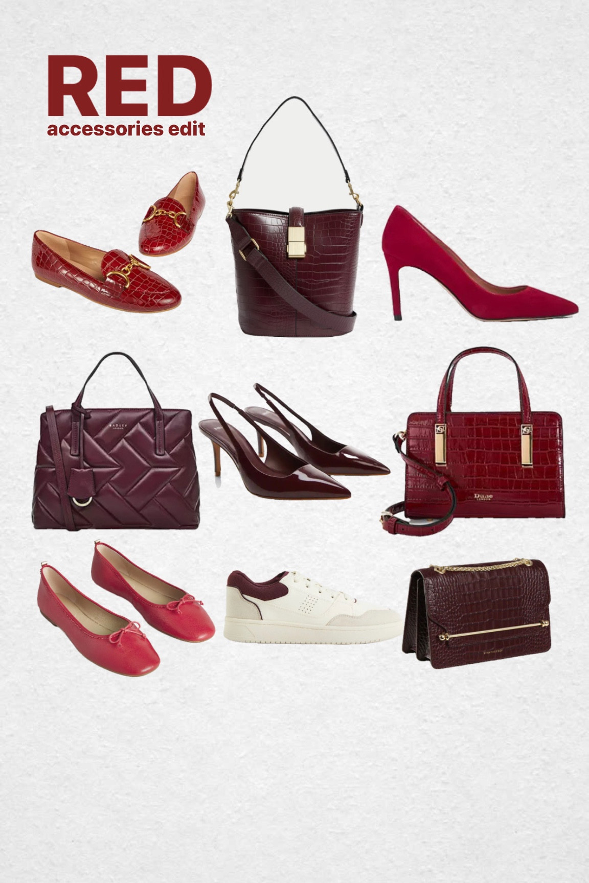 Red is everywhere this season, so I’ve put together an edit of red accessories, from bright red to dark, elegant burgundy. 

Red shoes, dark red shoes, dark red bag, burgundy handbag, 

#LTKshoecrush #LTKstyletip #LTKSeasonal