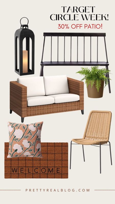 Target circle week! 30% off select outdoor, patio furniture, home finds, outdoor sofa, patio sofa, bench, entry bench, planter, outdoor pillow, lantern, welcome mat 

#LTKxTarget #LTKhome