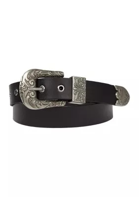 Frye Women's 30 Millimeter Western Belt With Eyelets, Black, Large | Belk