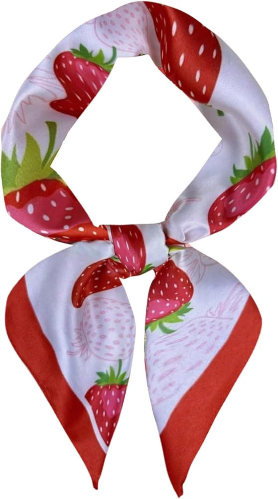 WDIRARA Women's Cherry Graphic Bandana Silk Scarf Large Square Hair Sleeping Head Wraps | Amazon (US)