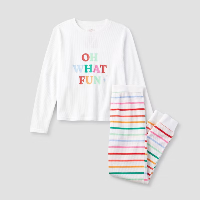 Kids' Striped Oh What Fun Matching Family Thermal Pajama Set - Wondershop™ | Target