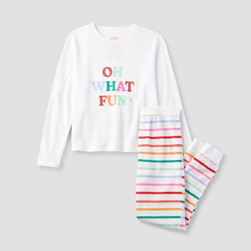 Kids' Striped Oh What Fun Matching Family Thermal Pajama Set - Wondershop™ | Target