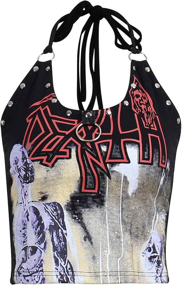 Women Bandage Tank Tops Gothic Grunge Vintage Streetwear Sleeveless Sexy Mesh Ruch Ruffle T-Shirt... | Amazon (US)