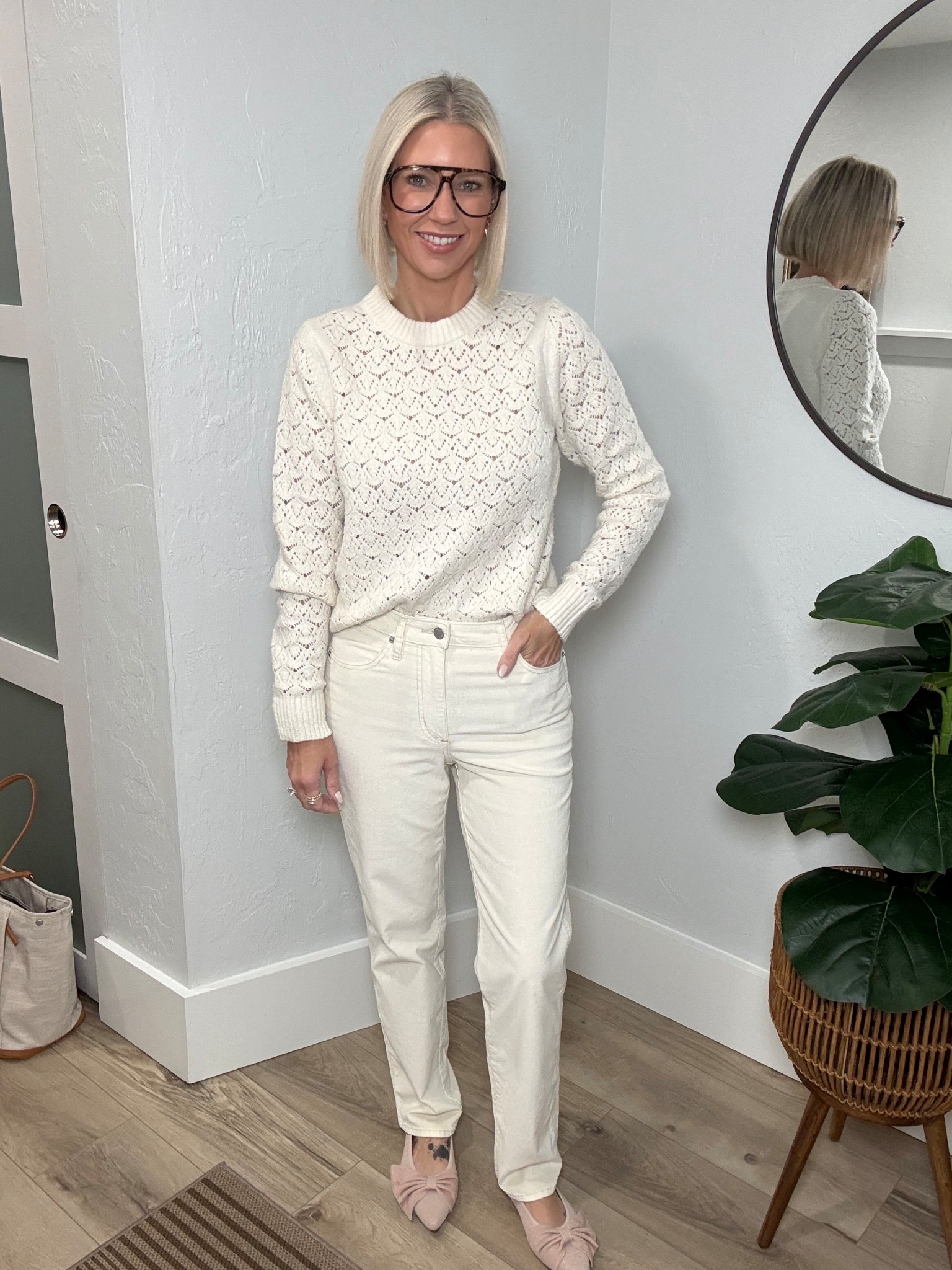 We all know I love a monochromatic look! I went with a winter white which turned out so good. 

Both pieces are from Target. I recommend sizing up in the pants. 

My flats are from Vivaia

#LTKOver40 #LTKootd #LTKFindsUnder50