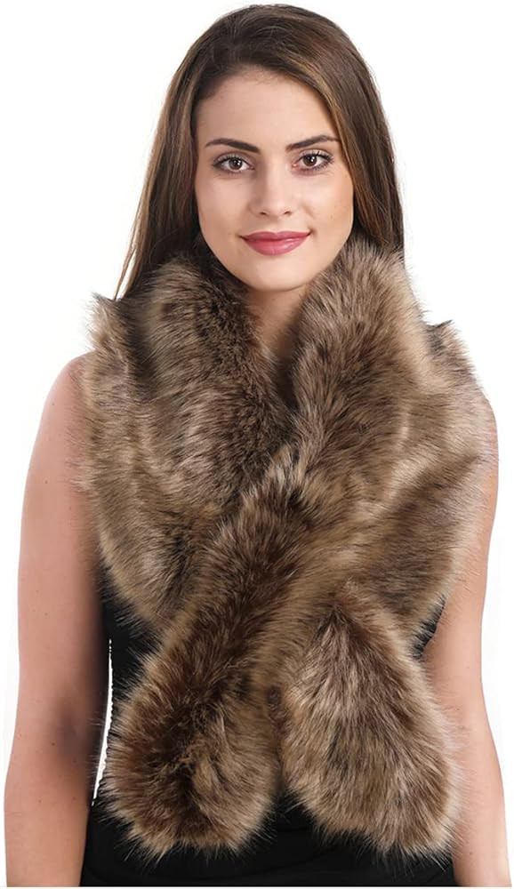 Haojing Women's Faux Fur Scarf Winter Soft Wrap Elegant Shawl Collar | Amazon (UK)