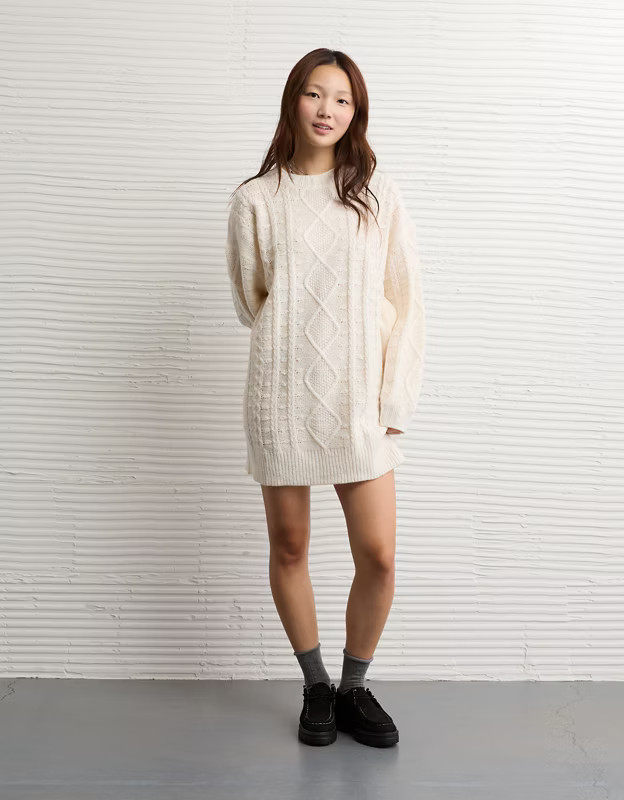 AE Cable Knit Sweater Dress | American Eagle Outfitters (US & CA)