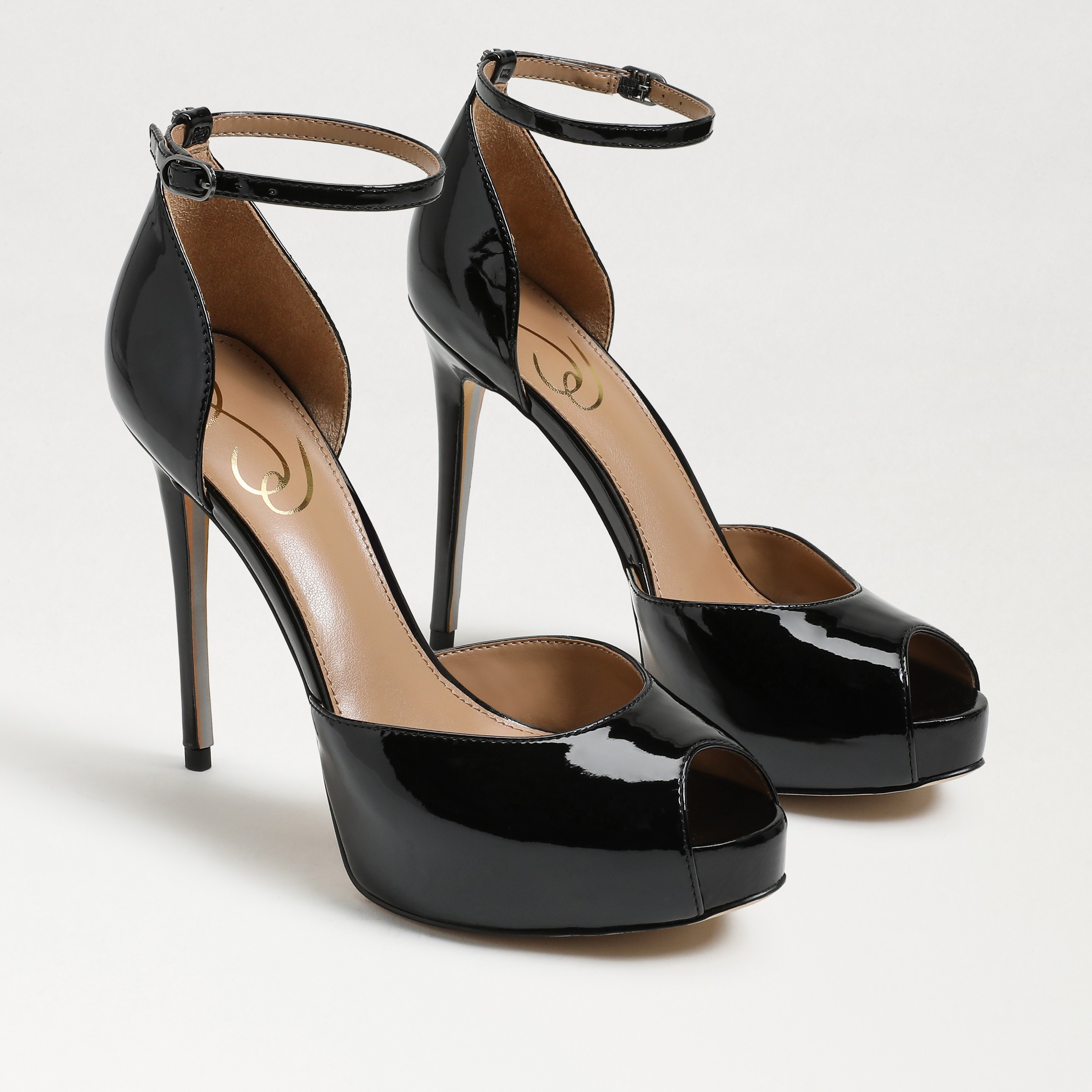Sam Edelman Florencia Peep Toe Platform Black Patent 9.0 | Sam Edelman
