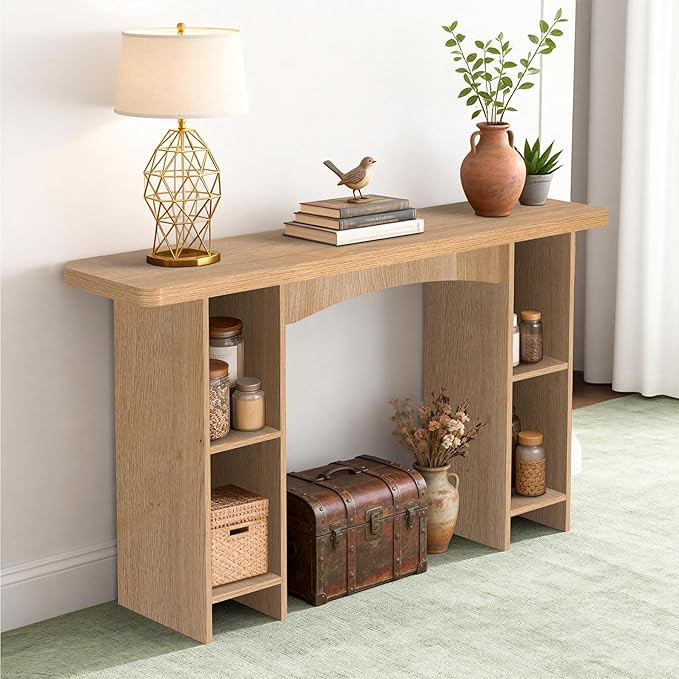 Sonharlar 55 Inch Entryway Table Single-Shelf Cabinet, 1.6 Inch Thick Desktop Wooden Console Tabl... | Amazon (US)