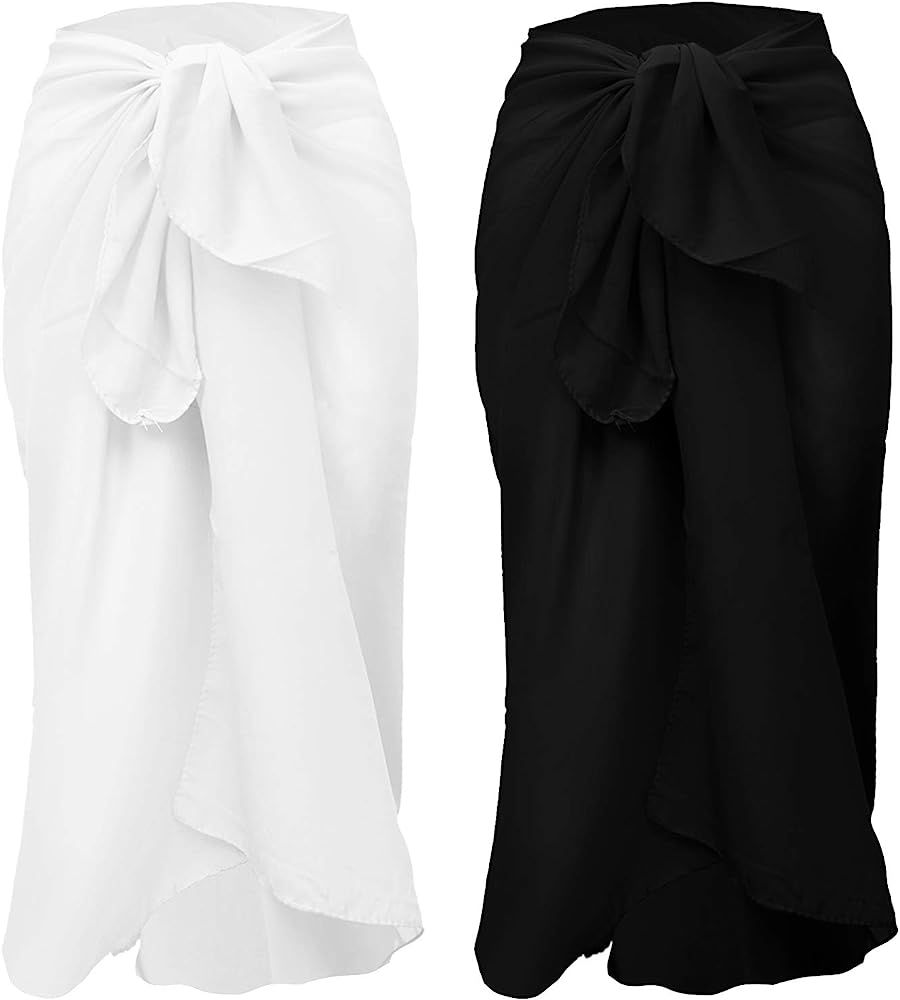 URATOT 2 Pack Women Chiffon Sarong Cover Up Beach Wrap Swimsuit for Vocation | Amazon (US)