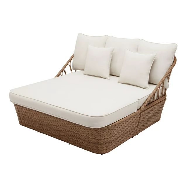 Better Homes & Gardens Willow Sage All-Weather Wicker Outdoor Daybed, Beige | Walmart (US)