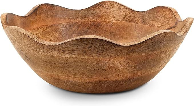 Mela Artisans Wooden Scalloped Bowl - Large | Ruffle Decorative Style | Rustic Kitchen Decor | Ma... | Amazon (US)