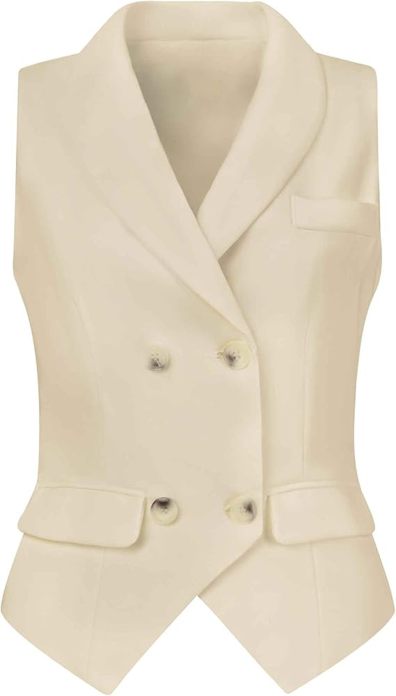 Allegra K Women's Suit Vest Double Breasted Business Lapel Dressy Waistcoat Vest | Amazon (US)