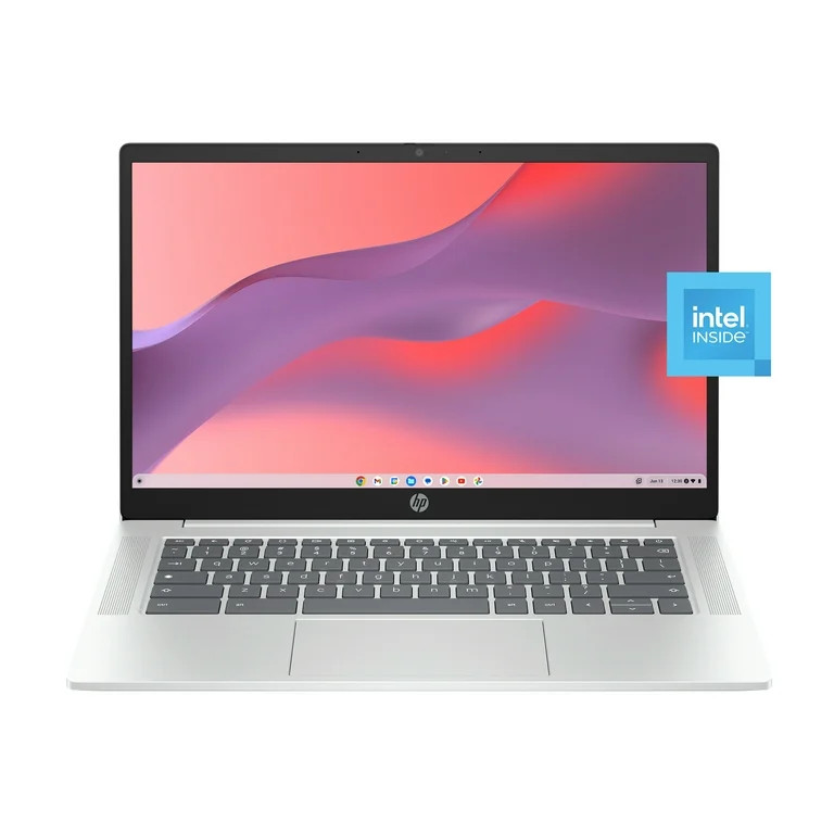 HP 14 inch HD Chromebook Laptop Intel Processor N200 4GB RAM 128GB UFS Glacier Silver | Walmart (US)