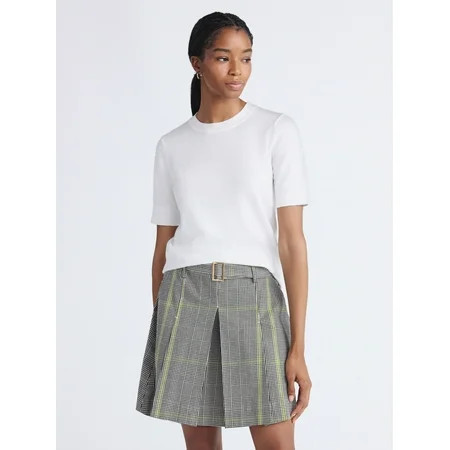 Free Assembly Women's Cozy Yarn Shrunken Sweater Tee with Short Sleeves, Sizes XS-XXL | Walmart (US)