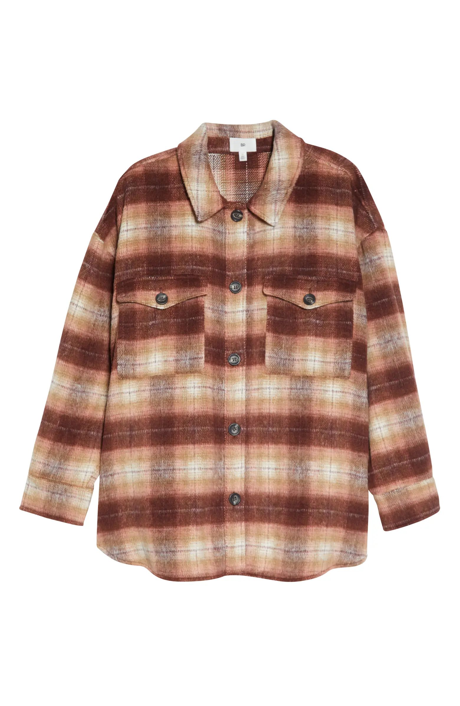 Plaid Brushed Shacket | Nordstrom