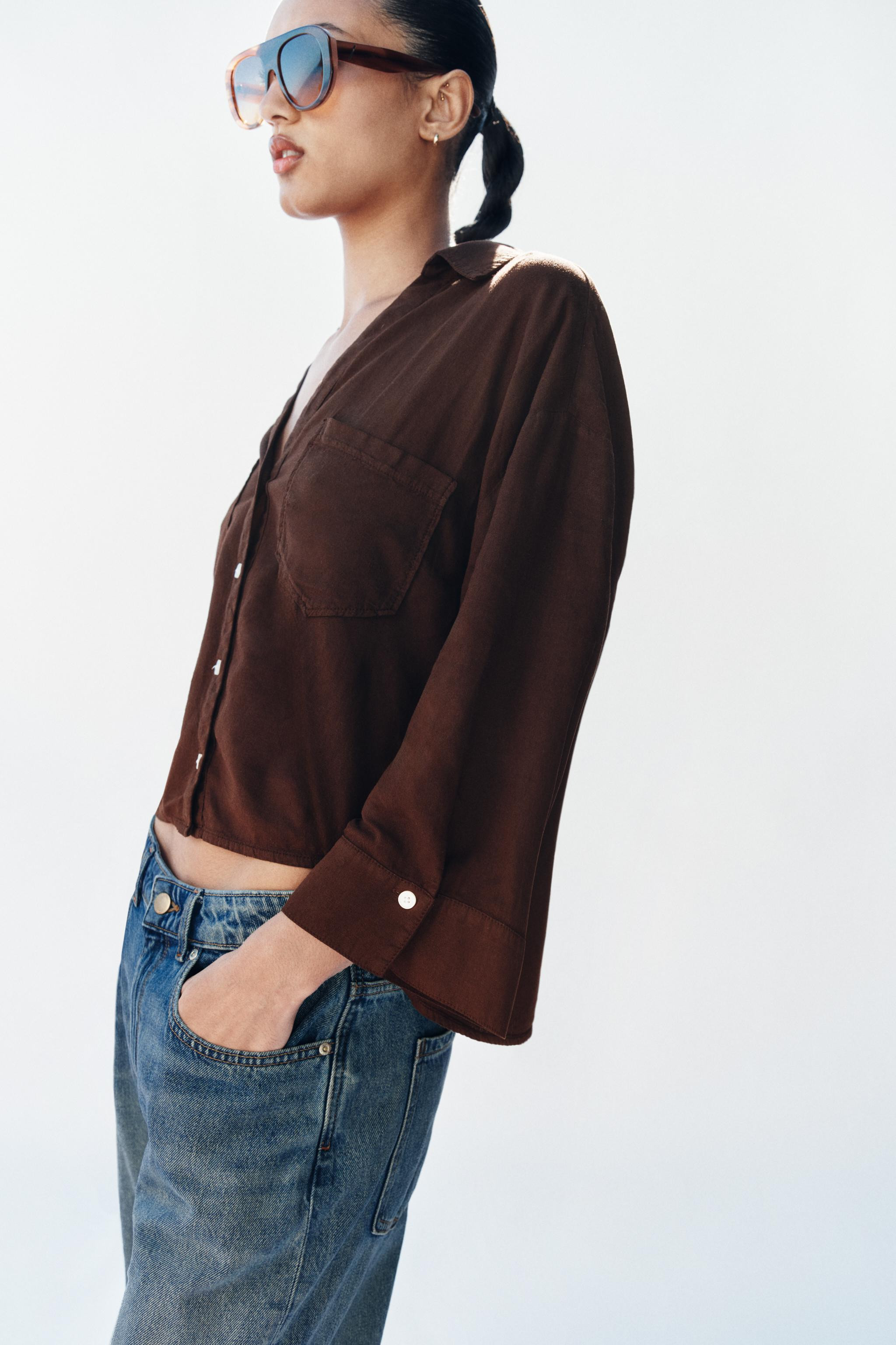 FLOWY LINEN BLEND SHIRT | Zara US