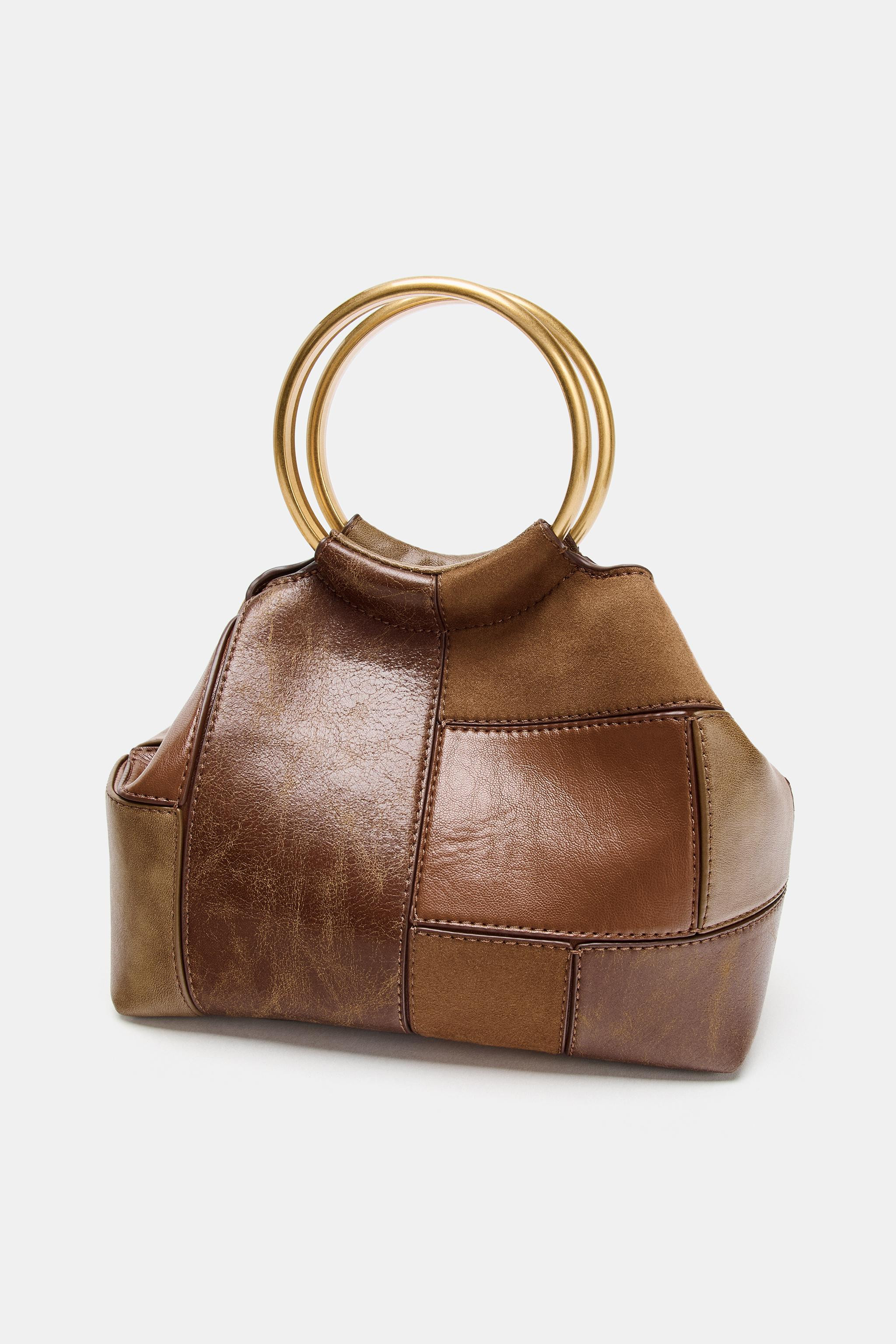 PATCHWORK RIGID HANDLE MINI BUCKET BAG | Zara US