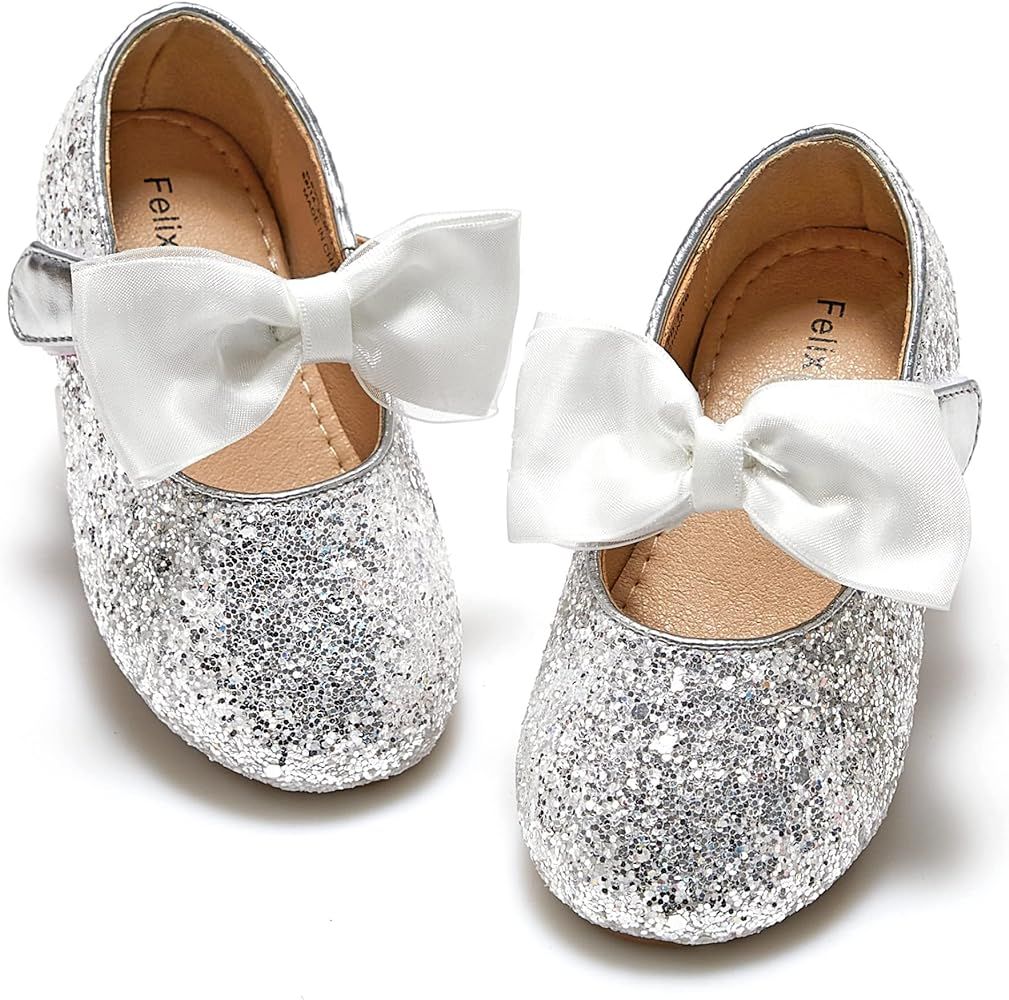 Felix & Flora Toddler Flower Girl Dress Shoes - Girl Ballet Flats Party School Shoes Wedding | Amazon (US)