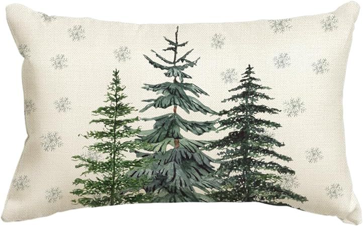 AVOIN colorlife Christmas Trees Snowflake Throw Pillow Cover, 12 x 20 Inch Winter Holiday Cushion... | Amazon (US)