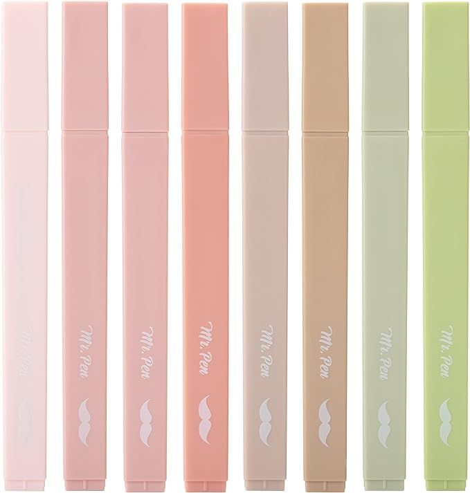 Mr. Pen- Aesthetic Highlighters, 8 pcs, Chisel Tip, Boho Colors, No Bleed Bible Highlighter Paste... | Amazon (US)