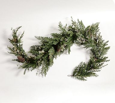 Faux Lit Oversized Avant-Garde Wreath &amp; Garland | Pottery Barn (US)