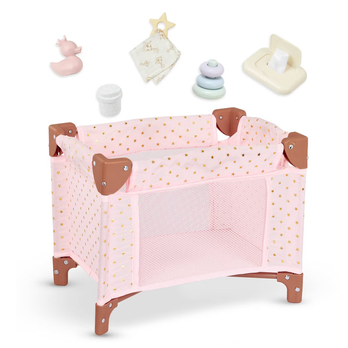 LullaBaby Doll Foldable Playpen & Accessories Set - Pink & Golden Stars | Target