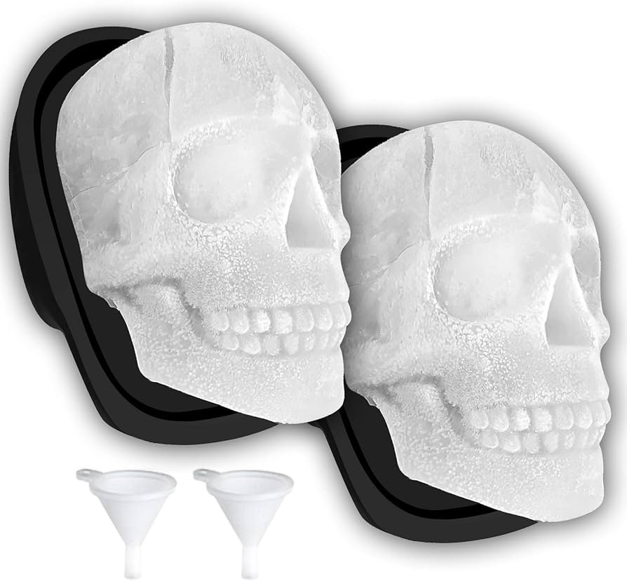 Extra Large 3D Skull Ice Cube Mold Silicone Ice Molds for Whiskey Skull Ice Cube Trays with Funne... | Amazon (US)