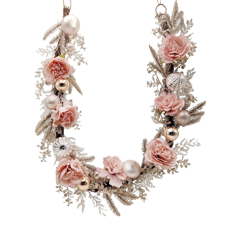 Pink Peony & Ornament Garland, 6' | At Home