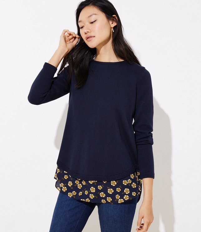 Bloom Mixed Media Tie Back Sweater | LOFT | LOFT