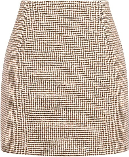 IDEALSANXUN Womens High Waist Plaid Skirt Bodycon Pencil Wool Mini Skirts | Amazon (US)