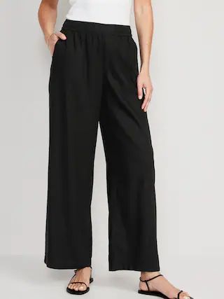 High-Waisted Linen-Blend Wide-Leg Pants for Women | Old Navy (CA)