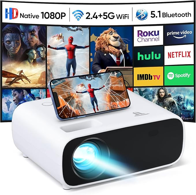 Projector with WiFi and Bluetooth, 18000 Lumen Native 1080P Projector,Portable Outdoor Projector,... | Amazon (US)