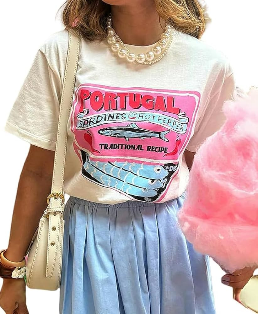 Women Teen Girls Oversized Lobster Graphic Tees Y2K Short Sleeve Aesthetic Floral Printed Baggy T... | Amazon (US)