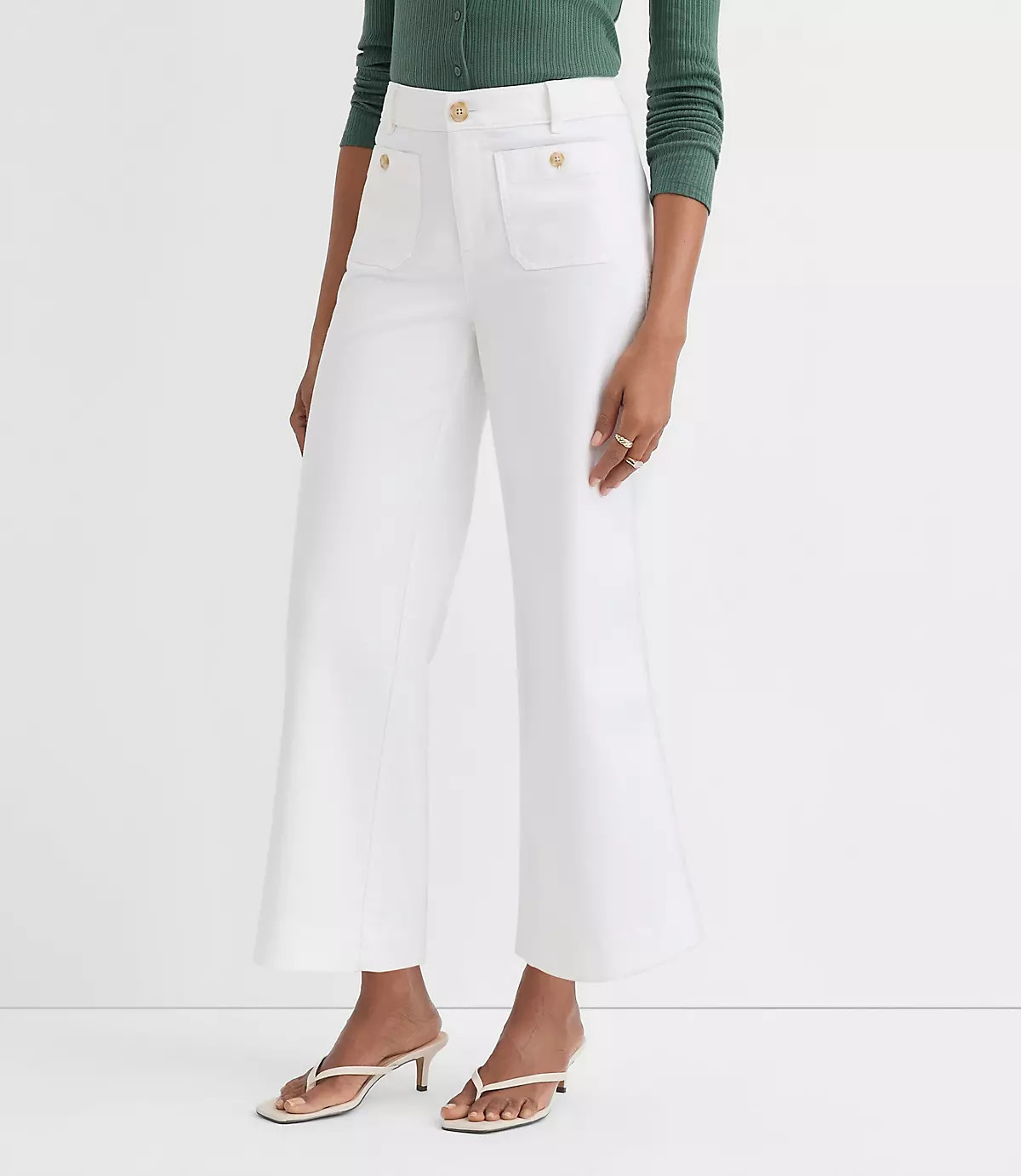 Petite Palmer Wide Leg Crop Pants in Twill | LOFT