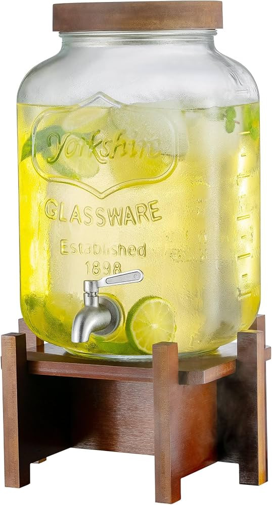 PTSTING 2 Gallon Drink Dispenser with Acacia Wood Stand and Lid | Amazon (US)