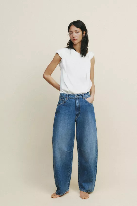 TRF MID-RISE BAGGY BALLOON JEANS | Zara US