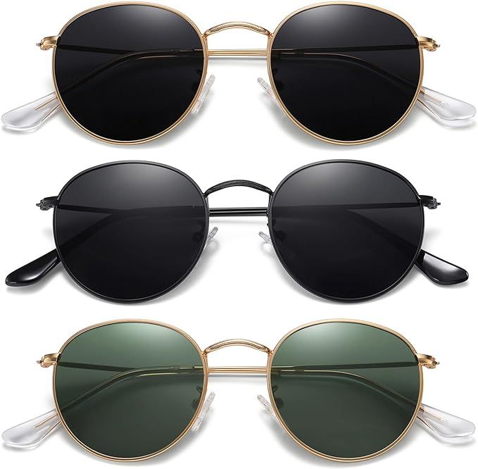 MEETSUN Round Polarized Sunglasses for Women Men Classic Retro Metal Frame Sun Glasses UV Protect... | Amazon (US)