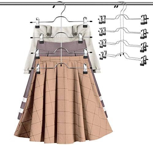 DOIOWN Skirt Hangers 4 Tier Pants Hangers Space Saving Hangers Closet Organizer for Skirt, Pants(... | Amazon (US)