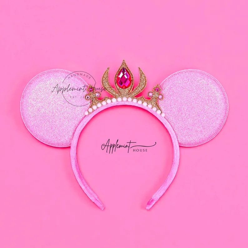Aurora Mouse Ears, Gold Tiara Minnie Ears, Mickey Ears, Princess Crown Mickey Headband for Girls ... | Etsy (Global)